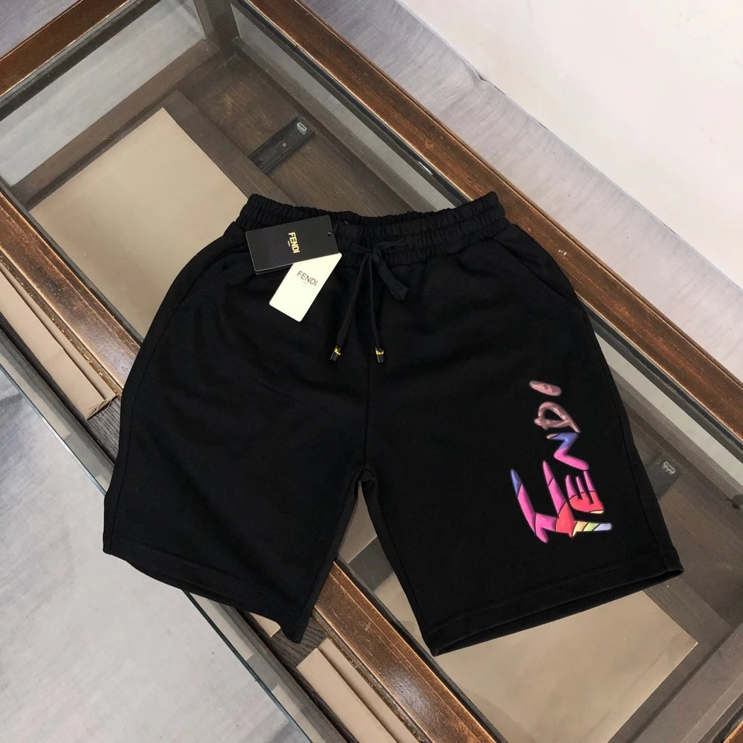 Fendi FF Logo Print Beige and Black Shorts - 16
