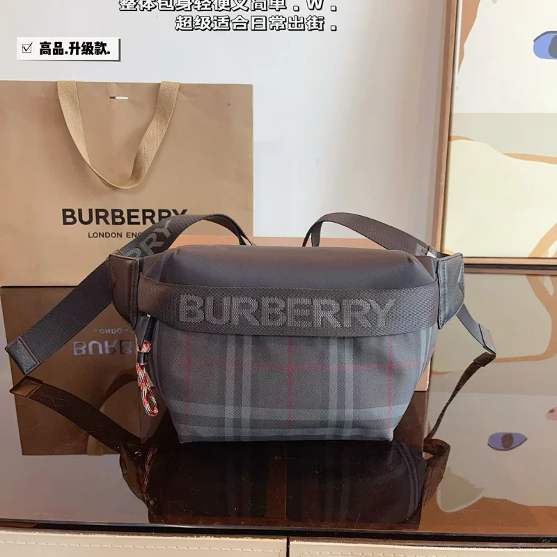 Burberry Crossbody Bags Nylon Zip Bag with Check Panel — 6