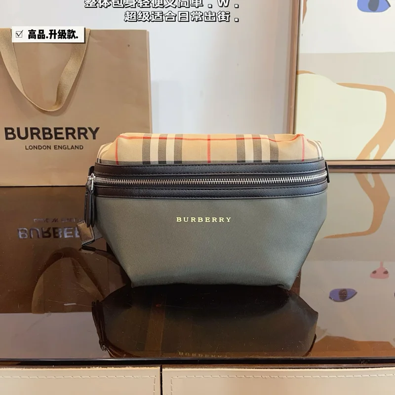 Burberry Crossbody Bags Nylon Zip Bag with Check Panel — 8