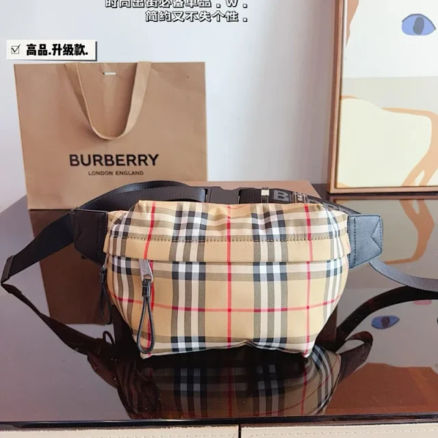 Burberry Crossbody Bags Nylon Zip Bag with Check Panel product detail image 1
