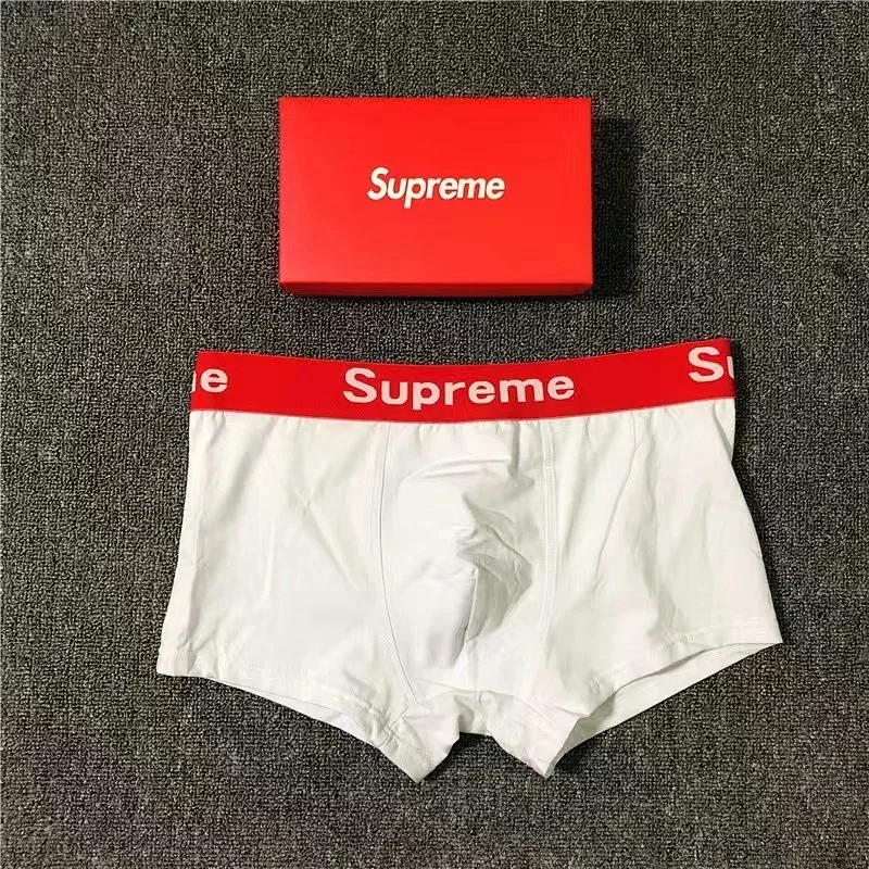 Supreme Red & White Waistband Pure Cotton Boxer Briefs
