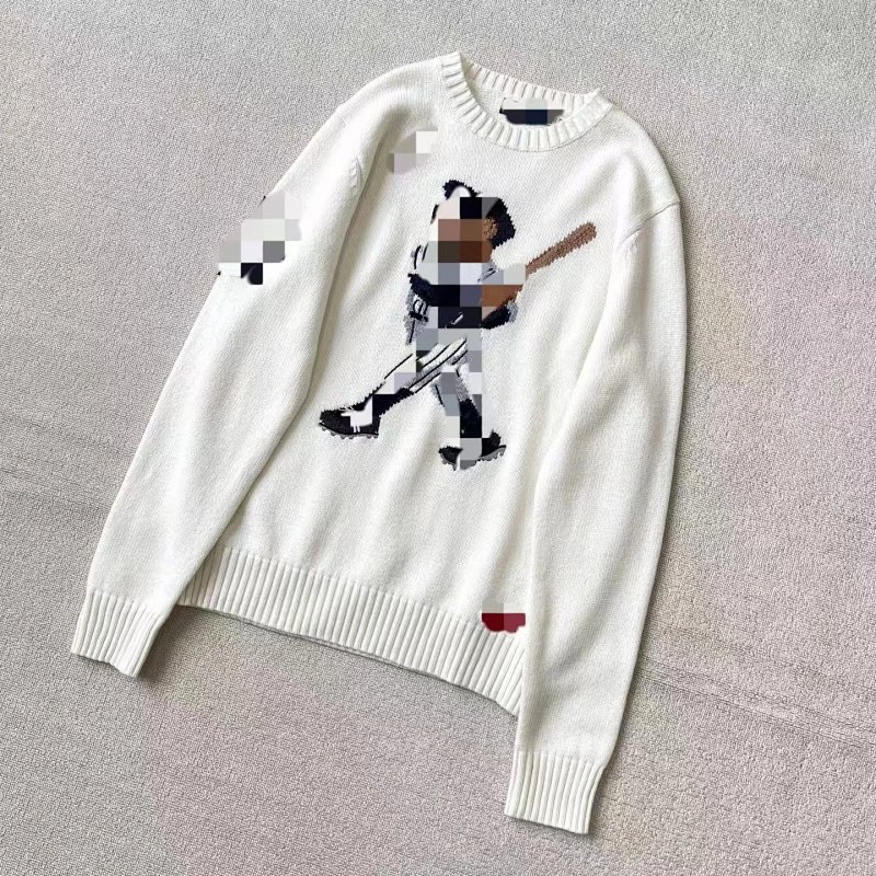 （￥348）##Bear Intarsia Knit Crewneck Sweater 808橄榄球熊毛衣 P