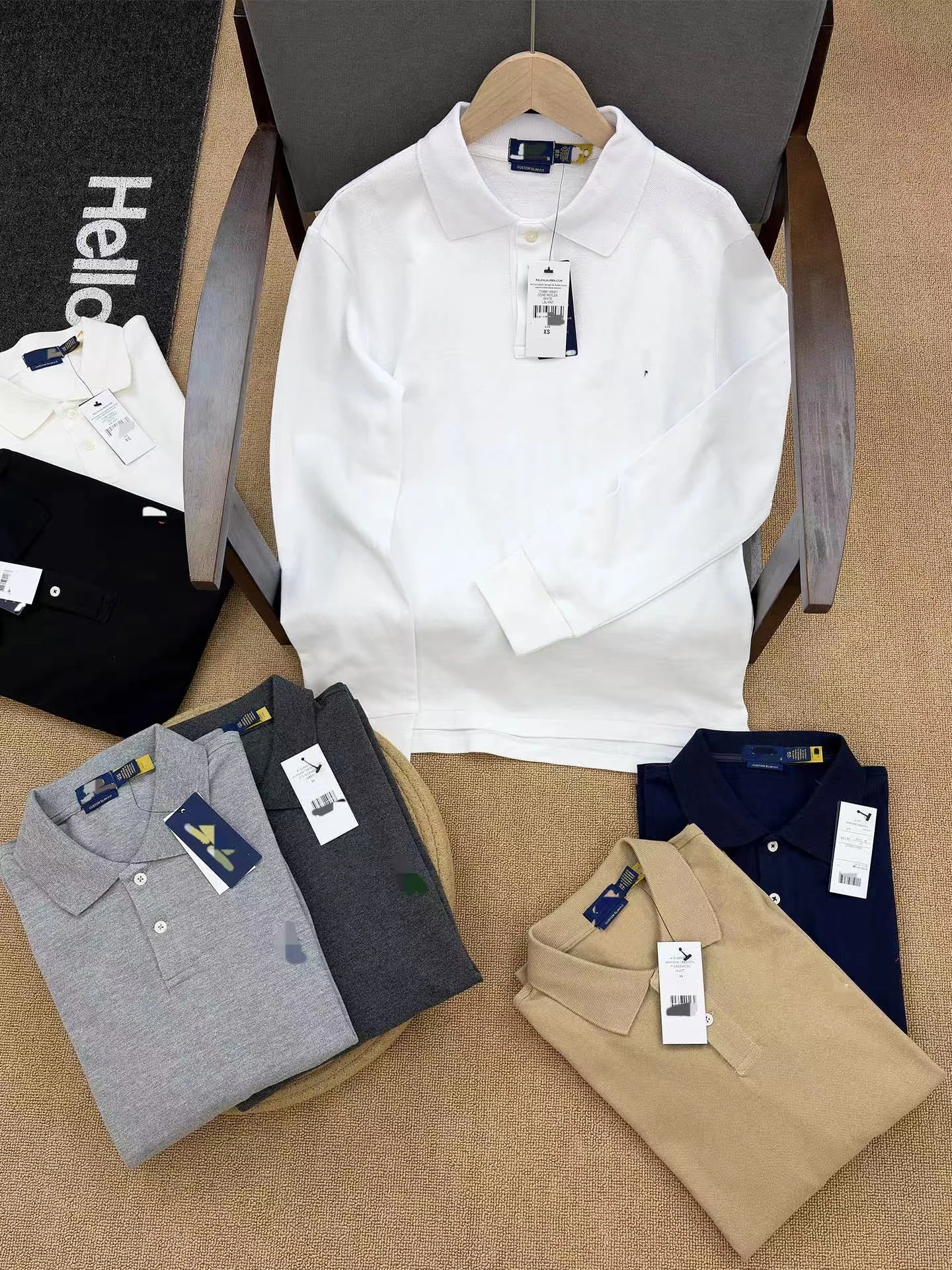 Long Sleeve Polo Shirt with Two Buttons