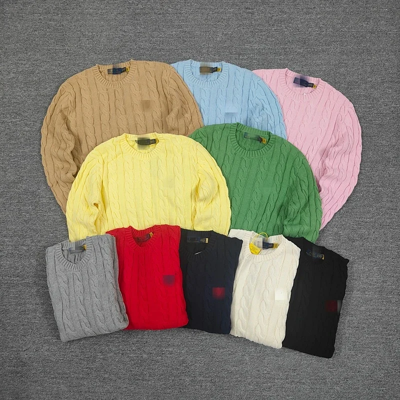 100% pure cotton autumn and winter round neck long sleeved sweater in ten colors, round neck sweater C