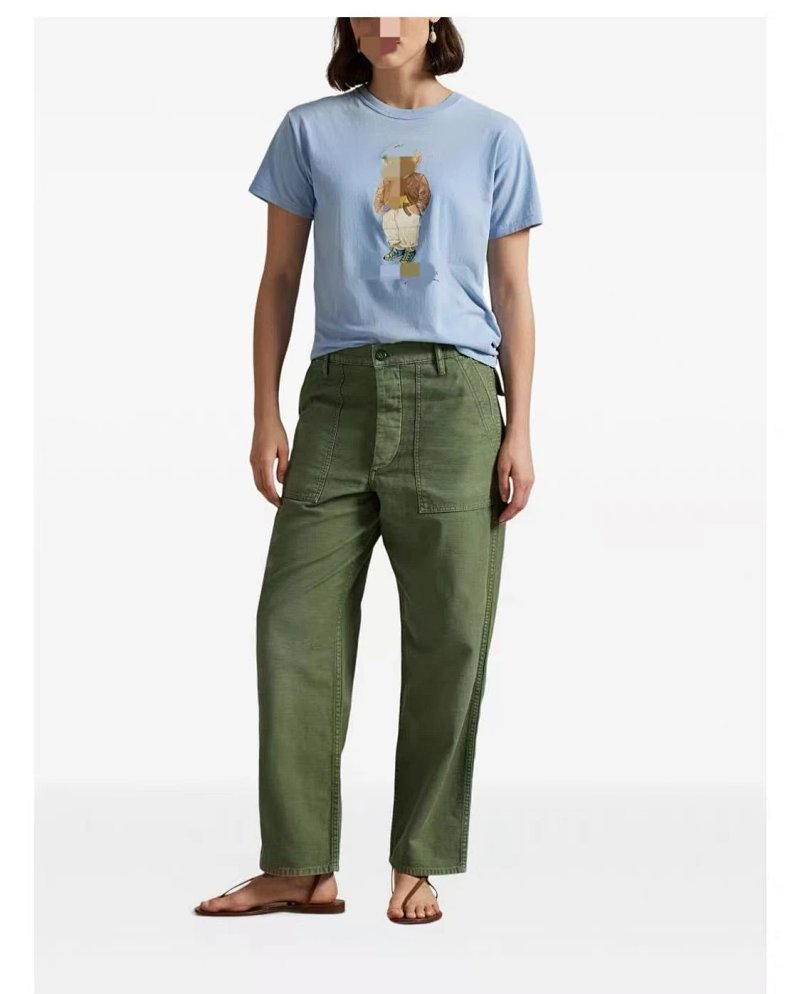 （￥118）##Sky Blue Bear Graphic Tee 0808天蓝色咖色熊绿色帽子熊T恤 P