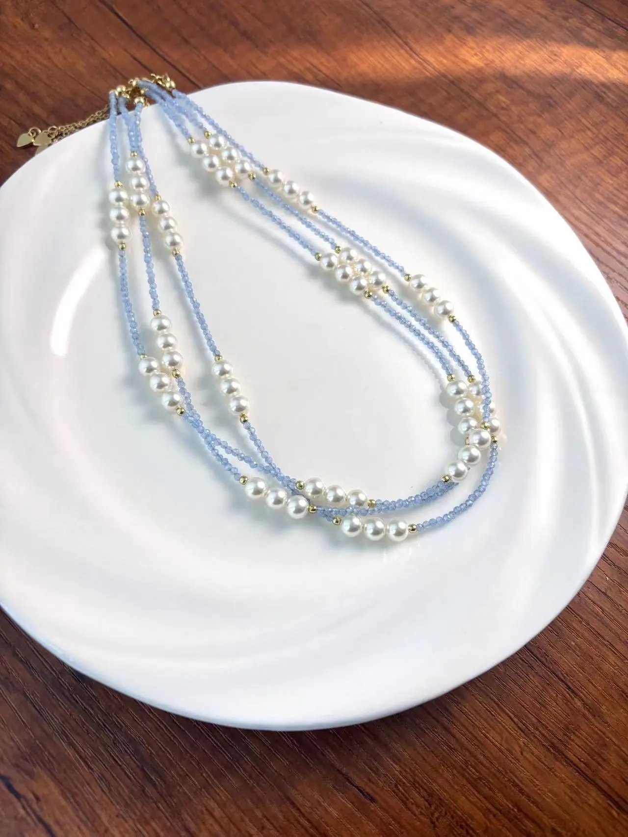 Qingdao jewelry source factory-clearance special price Hera's Aurora Tears light blue crystal clavicle chain/bracelet