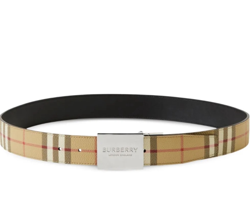 Burberry Plaque Buckle Reversible Belt Vintage Check
