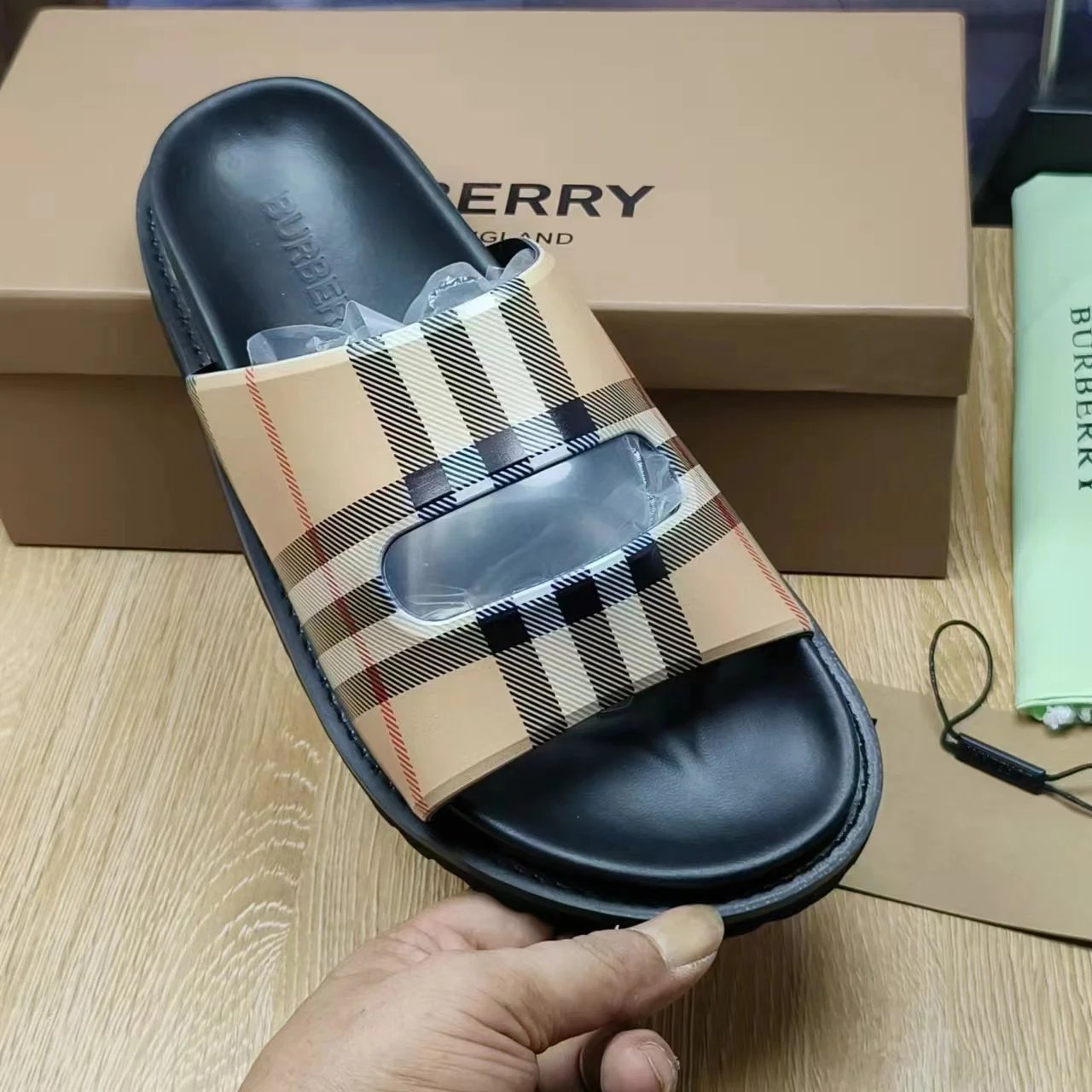 Burberry Logo Slider Black Sandals - 13