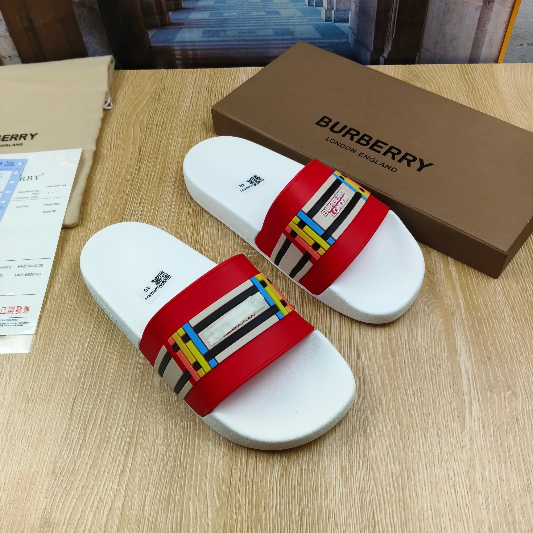 Burberry Logo Slider Black Sandals - 16