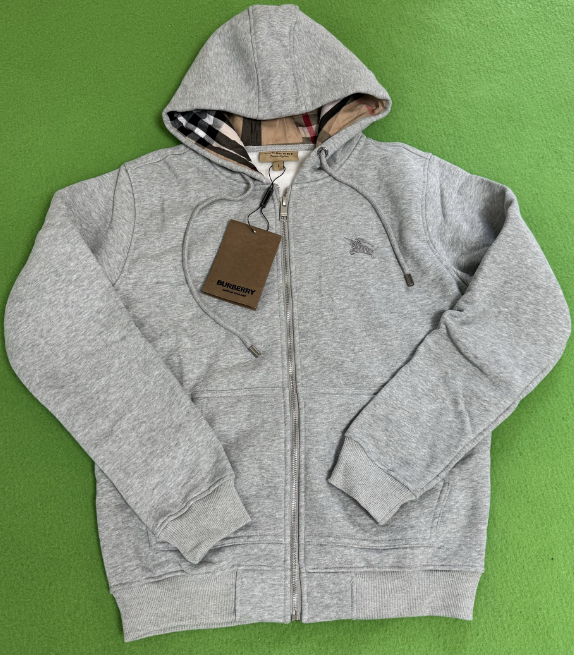 High Quality 1:1 Embroidered Zip-Up Hoodie [Gray]