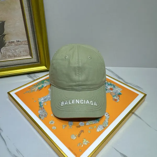 Balenciaga Logo Embroidered Baseball Cap Army Green - 1