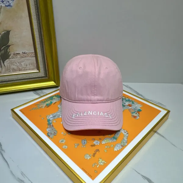 Balenciaga Logo Embroidered Pink Baseball Cap - 1