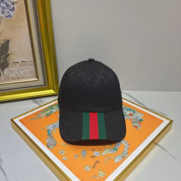 Gucci GG Marmont Baseball Cap Black with Web Stripe - 1