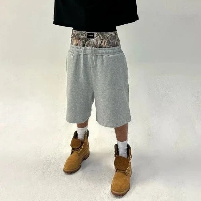 Unbranded Shorts Drawstring Sweat with Exposed Camouflage Waistband — 18