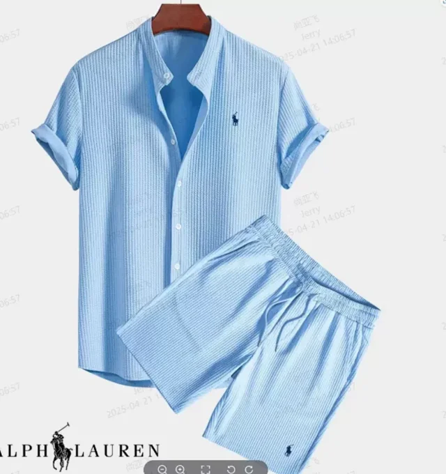 Ralph Lauren Matching Sets Short-Sleeve Button-Up Shirt and Elastic-Waist Shorts Set product detail image 13