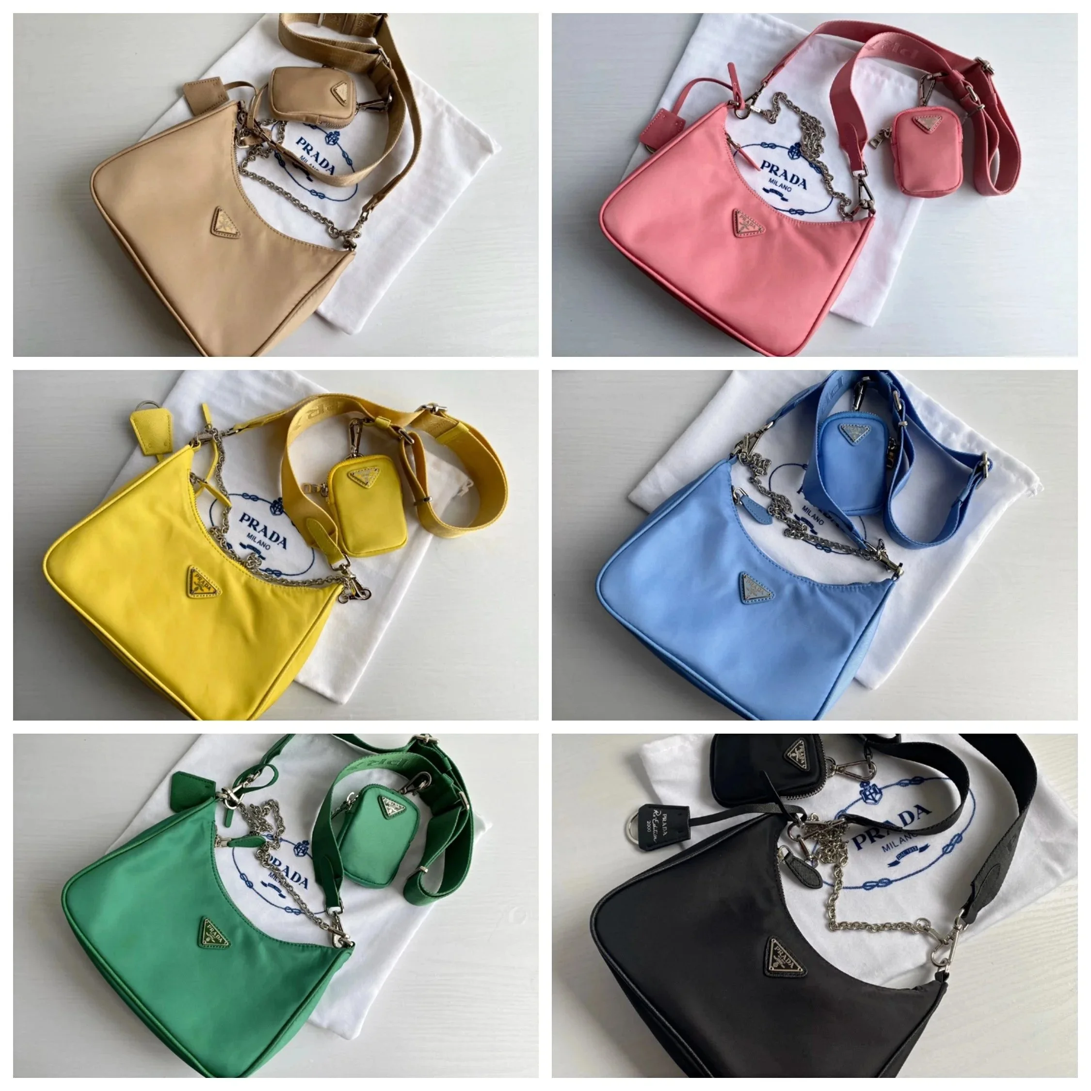 PRADA Re-Edition 2005 Nylon Shoulder Bag with Mini Pouch [6 Colors Available]