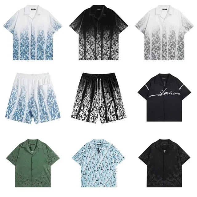 AMIRI Shirts Short-sleeve button-up shirt with gradient monogram print product detail image 1