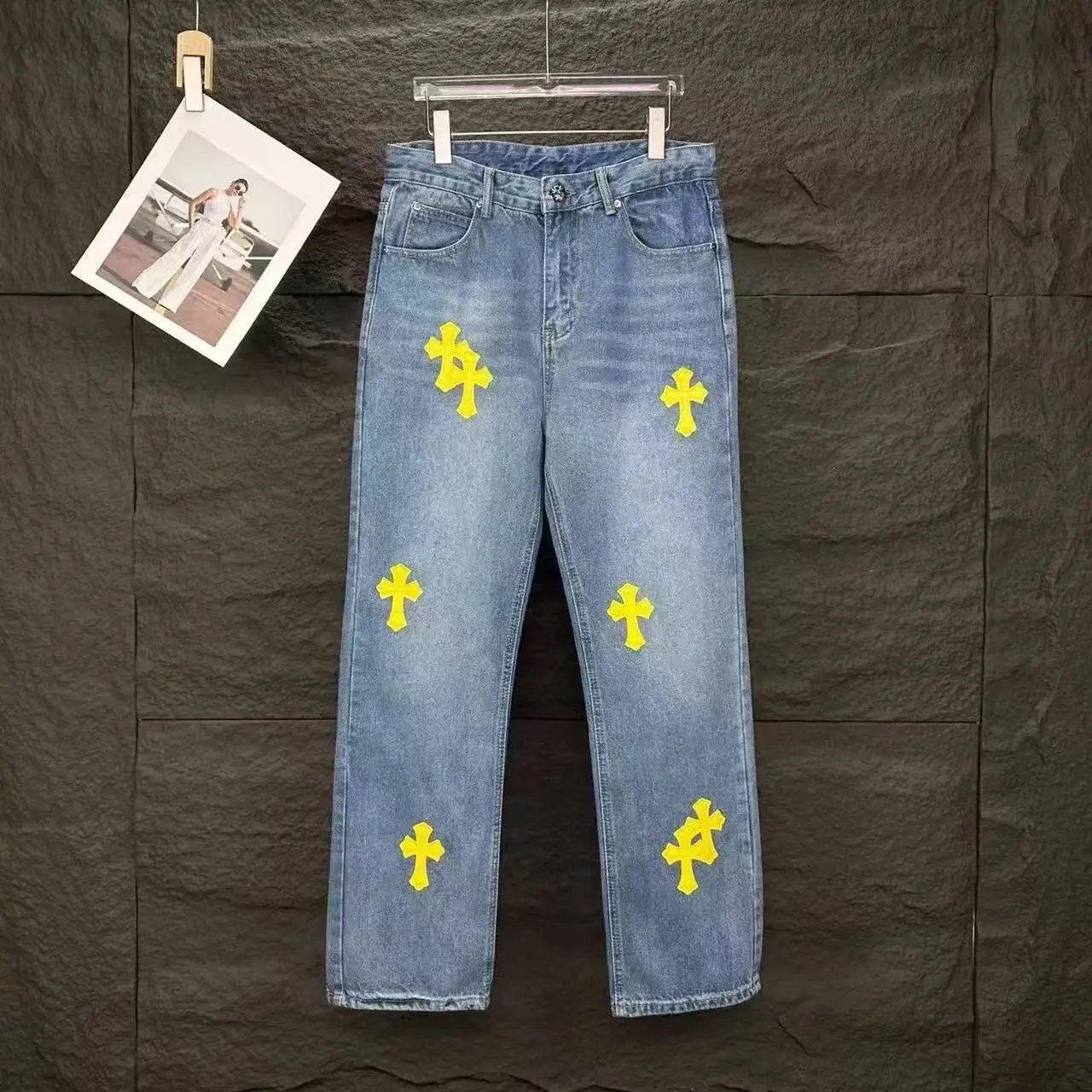Chrome Hearts Cross-Embellished Straight-Leg Jeans Blue - 1