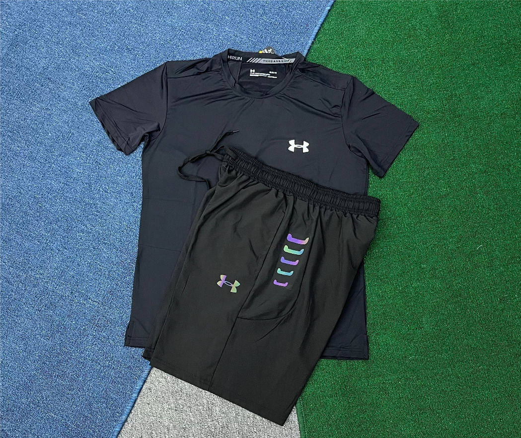 Nike Running Short-Sleeve Top and Shorts Set in Coral and Olive Green Activewear - 5