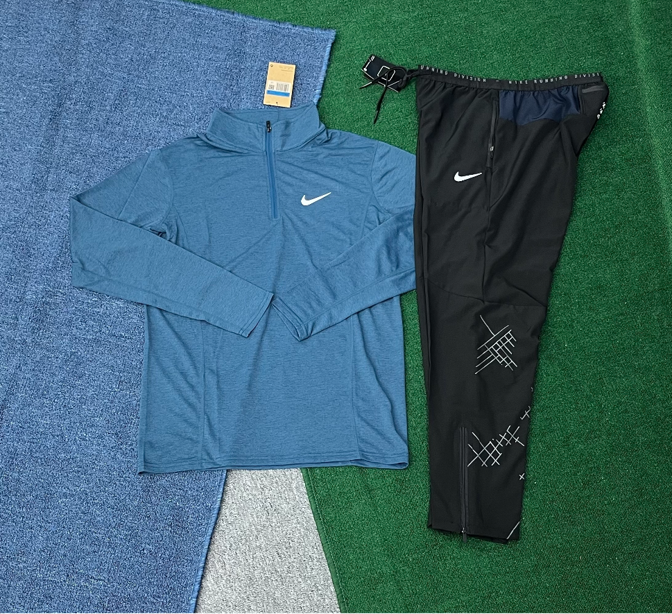 Nike Running Short-Sleeve Top and Shorts Set in Coral and Olive Green Activewear - 3