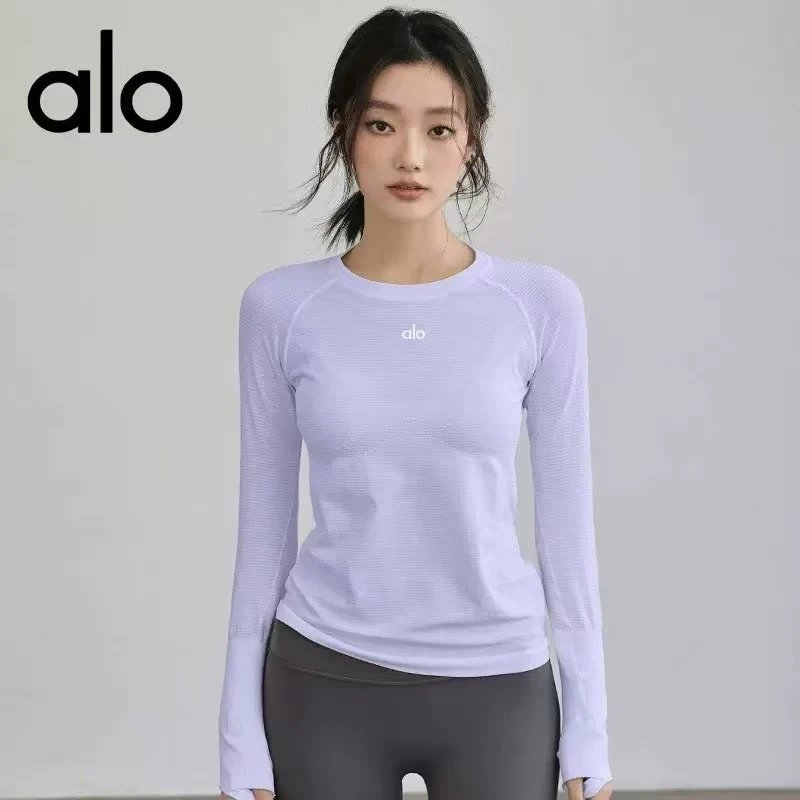 Alo Long Sleeve Performance Top Lavender Activewear