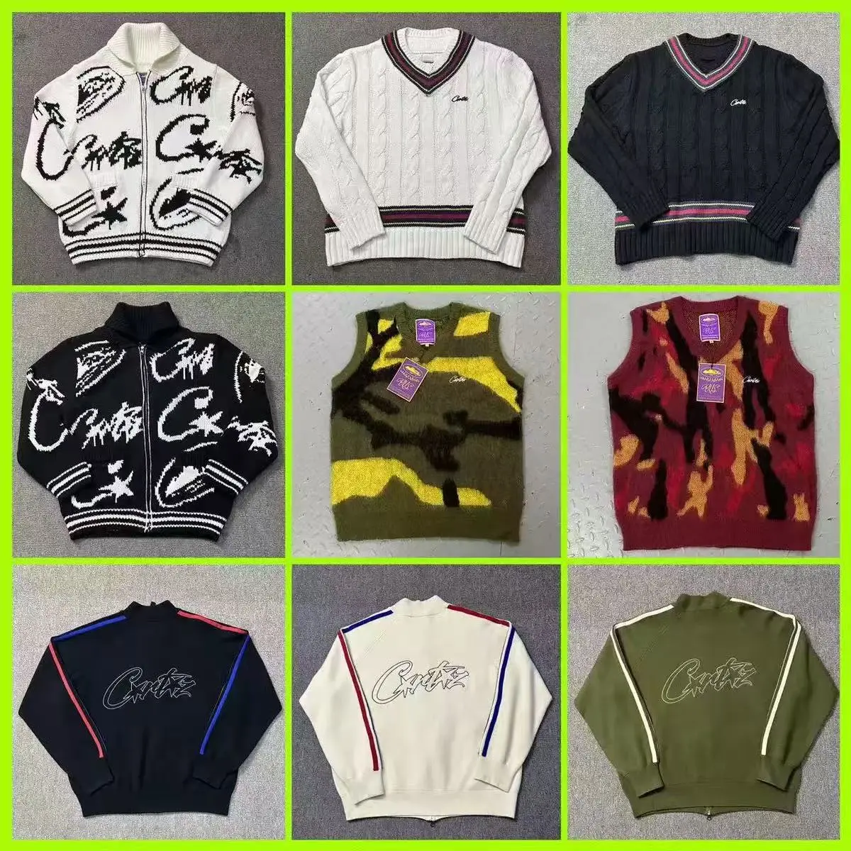 Corteiz Sweater Collection [9 Styles: Zip-Up, V-Neck, Camo Vest, Track Jackets]