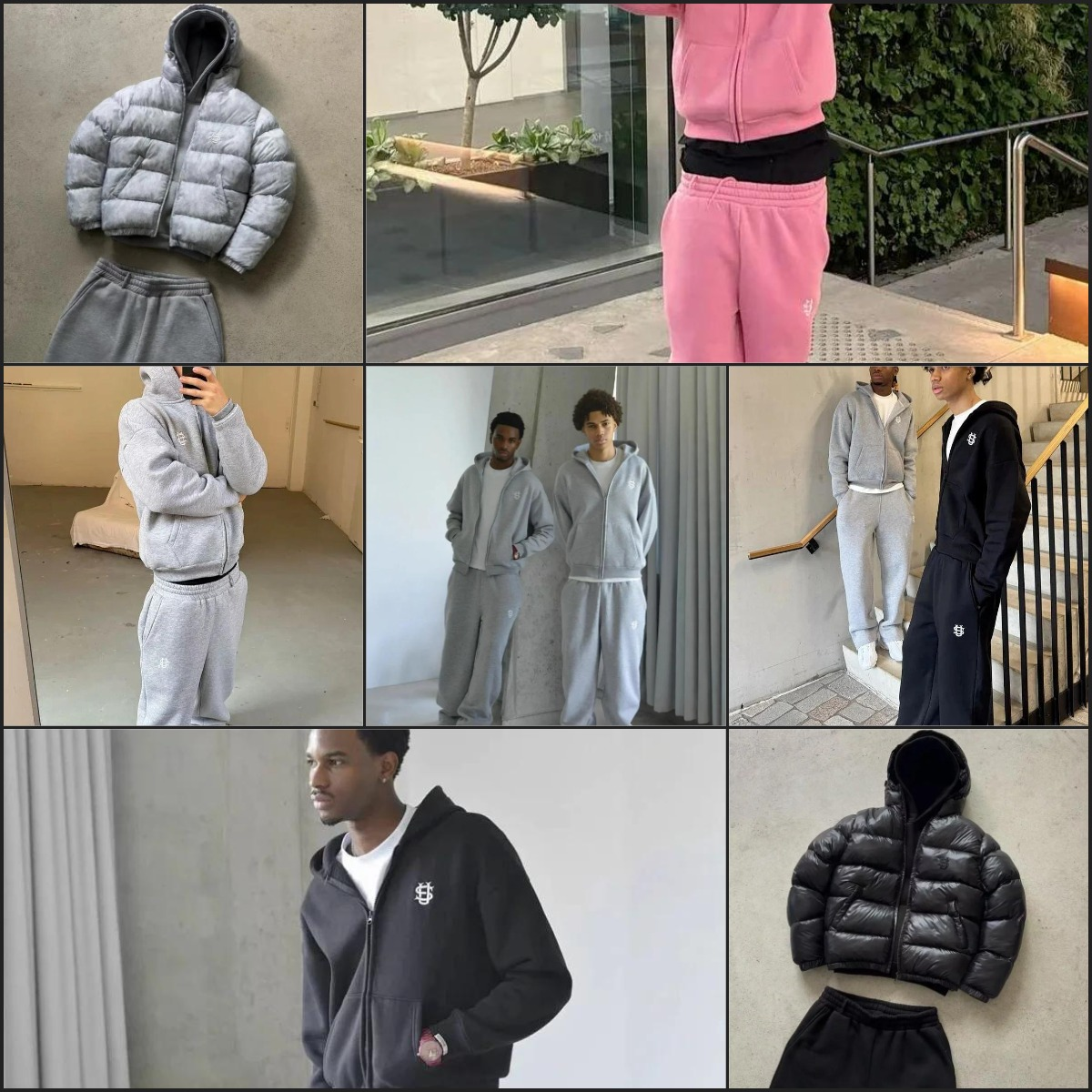 Hip-Hop Zip-Up Loose-Fit Solid Color Active Set +86 132 5672 7890