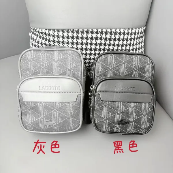 Lacoste Geometric Print Crossbody Bag Gray and Black - 1