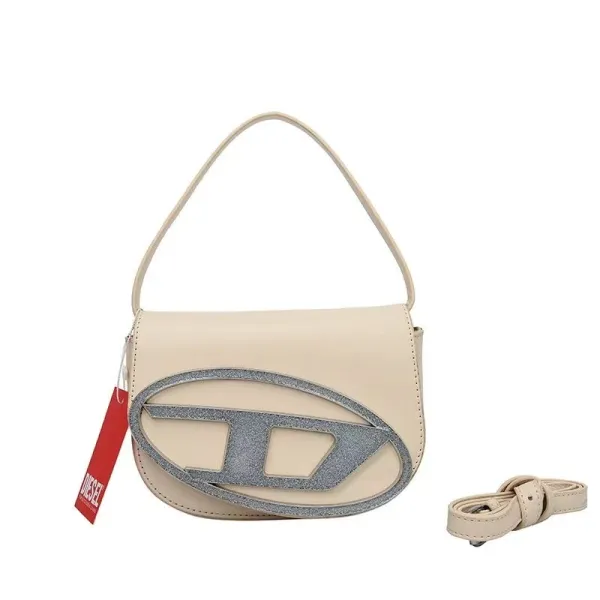 Diesel D-Logo Mini Saddle Bag Beige - 1