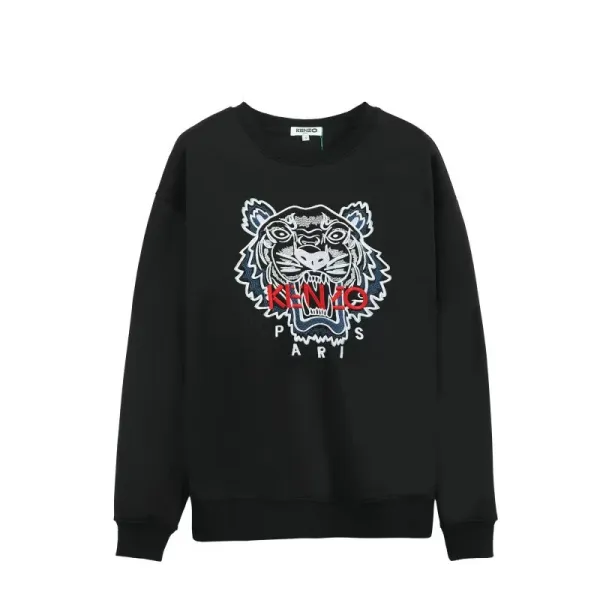 Kenzo Tiger Embroidered Black Hoodie - 1