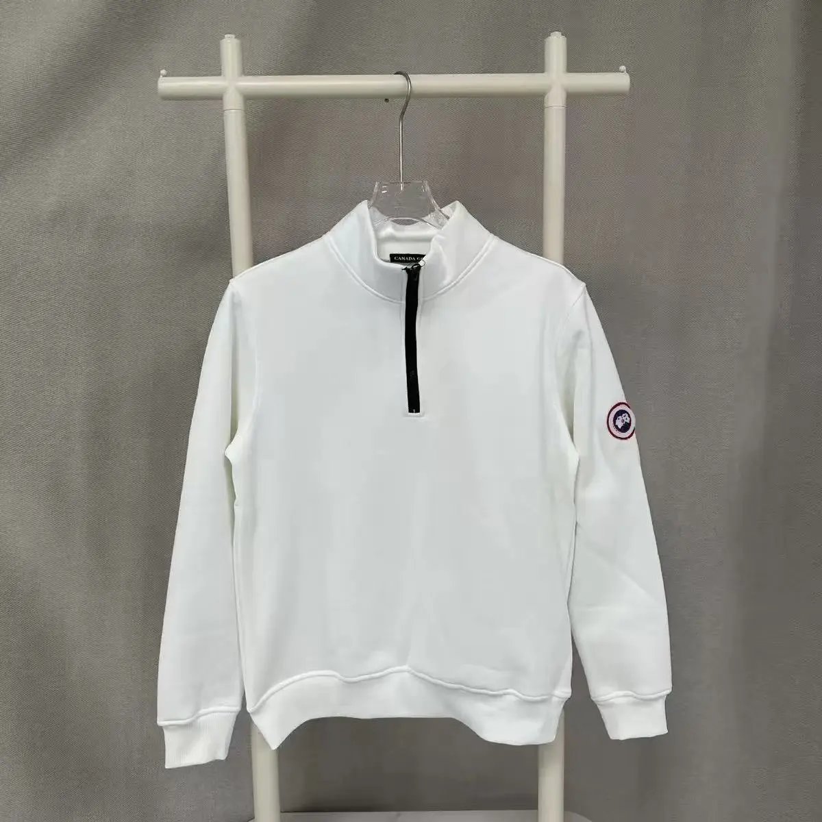 Canada Goose hoodie white (with plush half zipper)