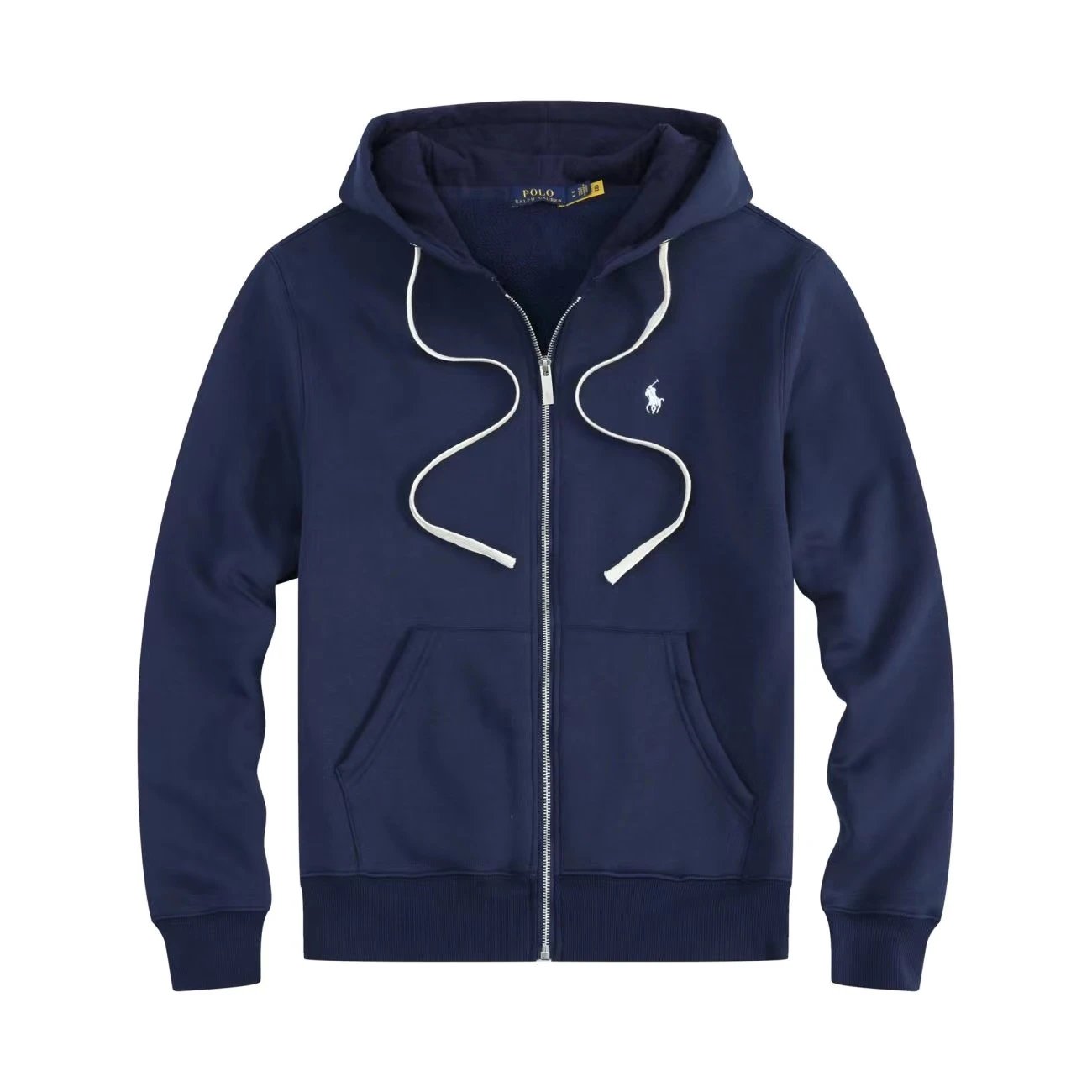 1. Zipper blue and white label