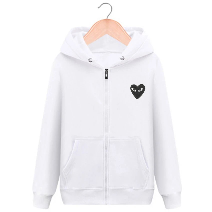 White Fleece with Small Black Heart