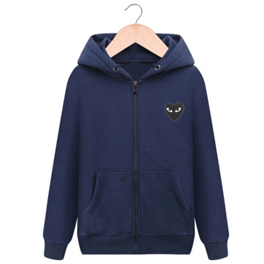 Navy Blue Fleece with Small Black Heart