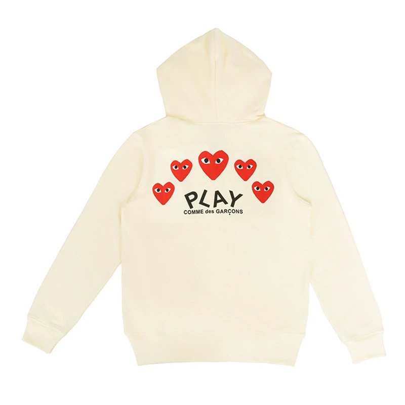 White Fleece with Small Red Heart Front & Multiple Hearts Back