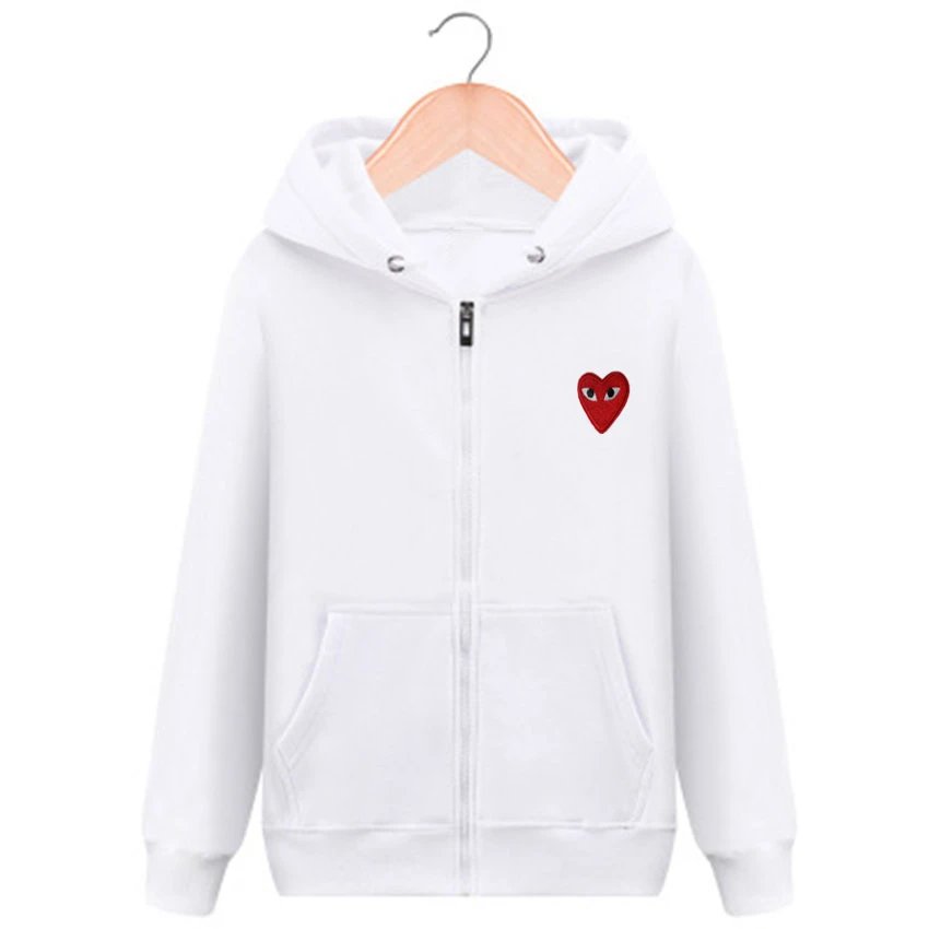 White Fleece with Small Red Heart