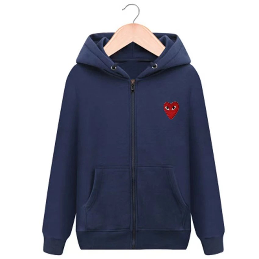 Navy Blue Fleece with Small Red Heart