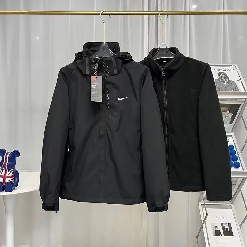 Nike Jackets Hooded Color-Block Zip Jacket — NK Three-in-One-Black