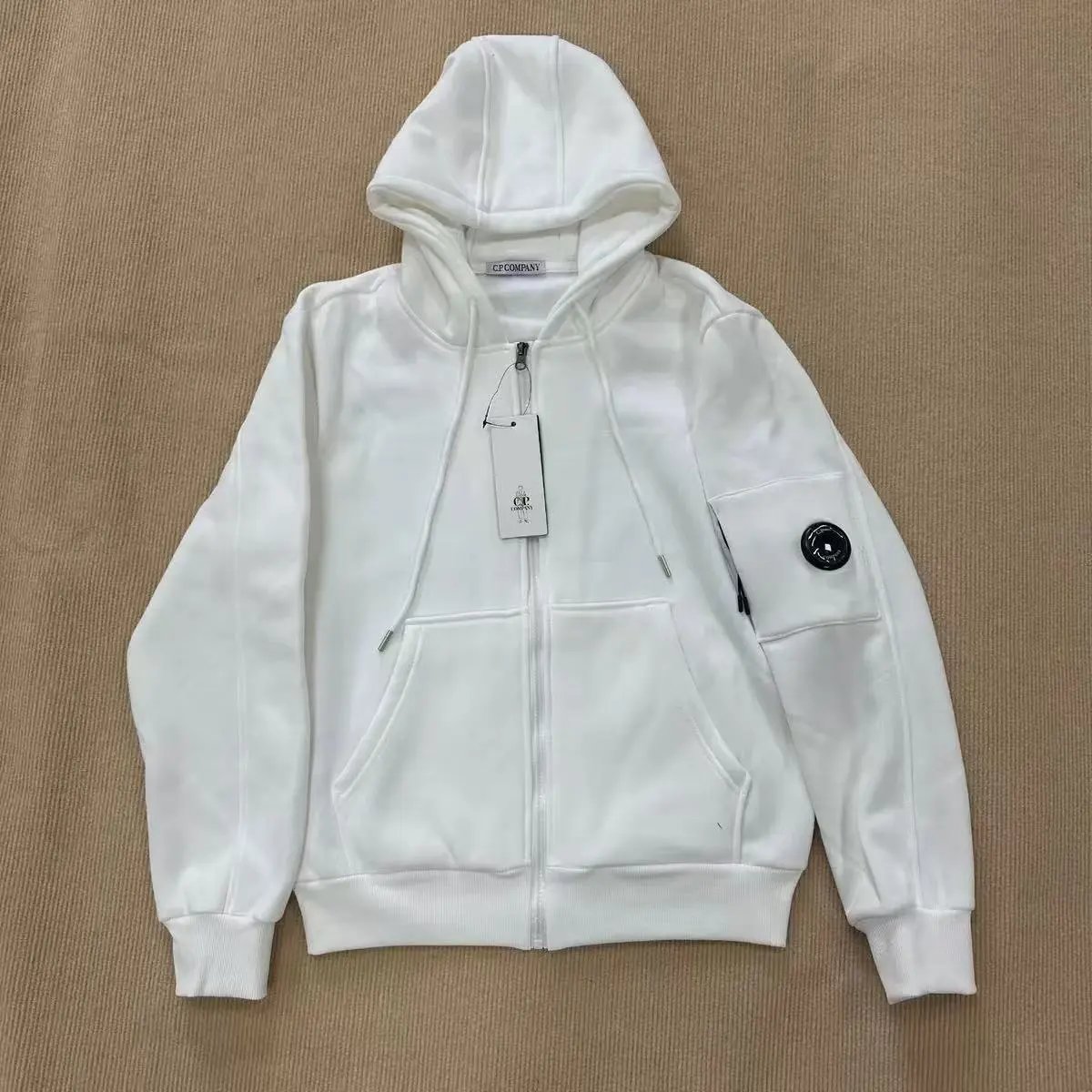 Hoodie - Zip-Up White (Fleece-Lined)