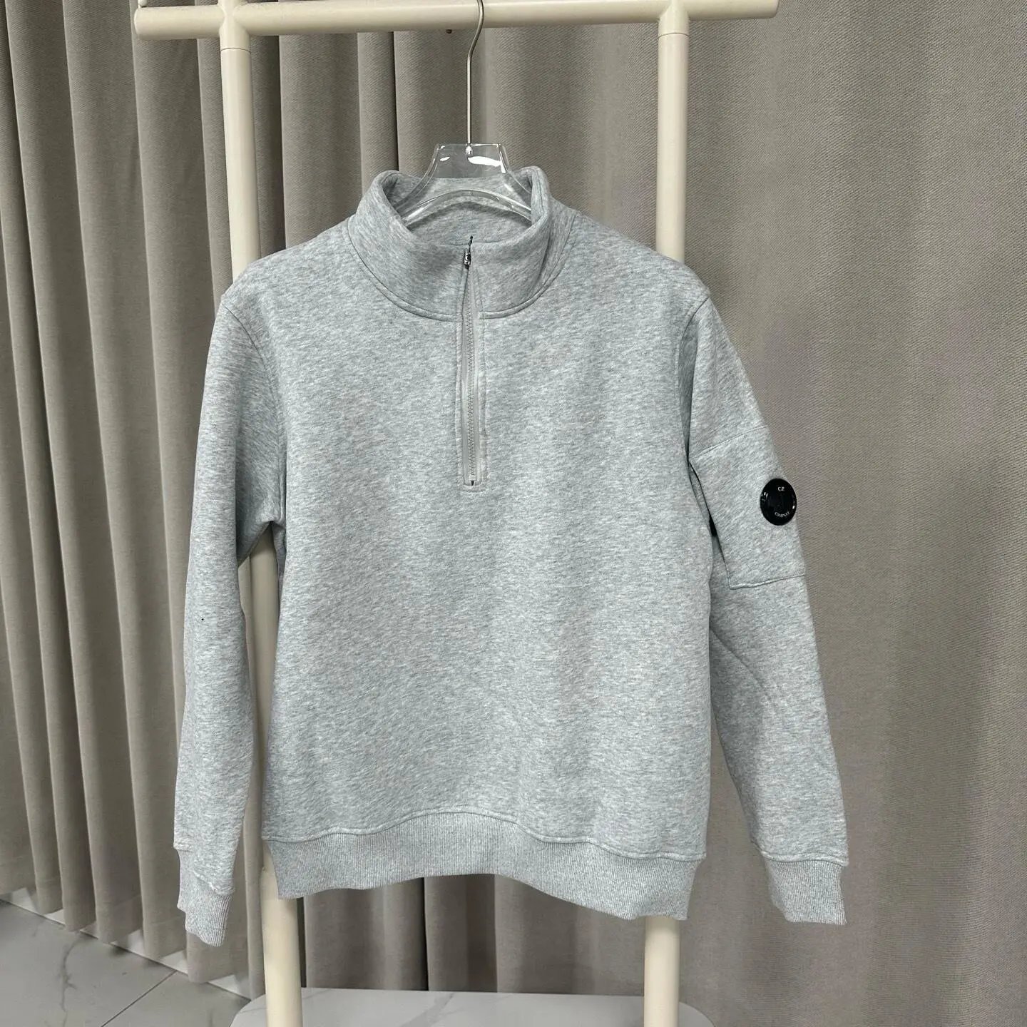 Hoodie - Half-Zip Gray (Fleece-Lined)