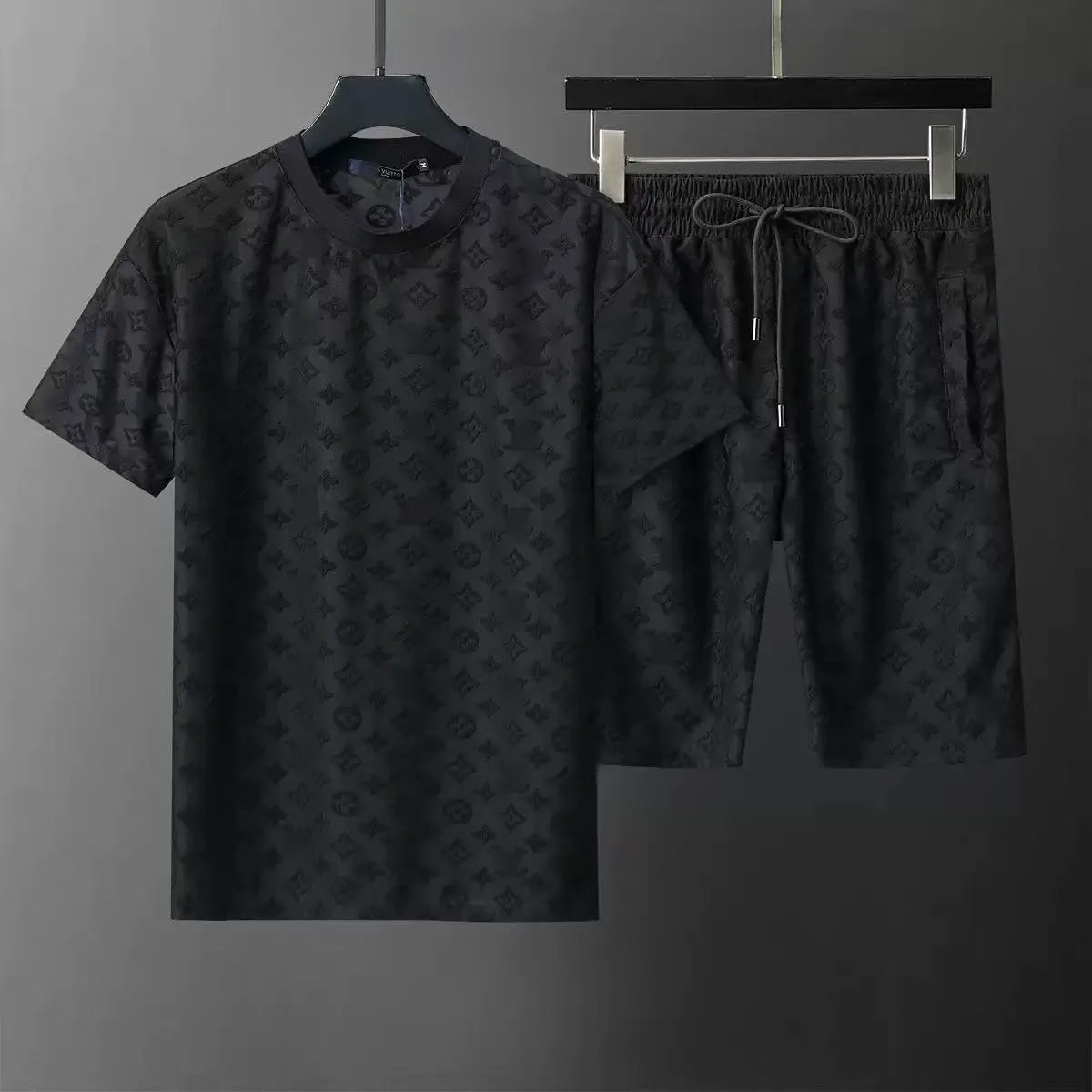 Louis Vuitton Matching Sets Short-Sleeve T-Shirt and Shorts Set — 6501 Black Suit-LV