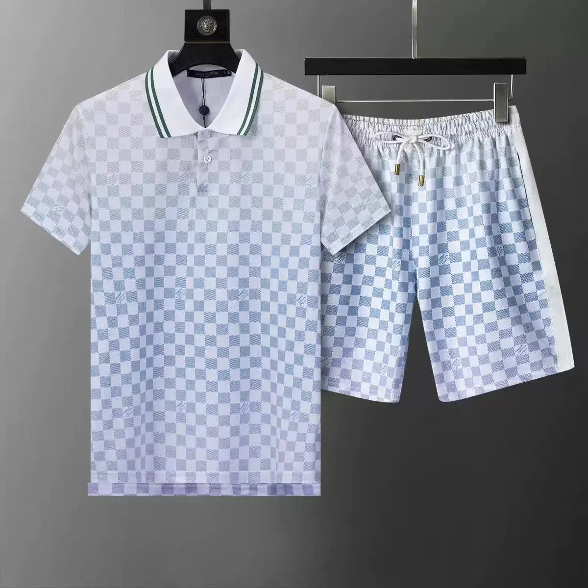 Louis Vuitton Monogram Checkered Polo and Shorts Set Brown - 3
