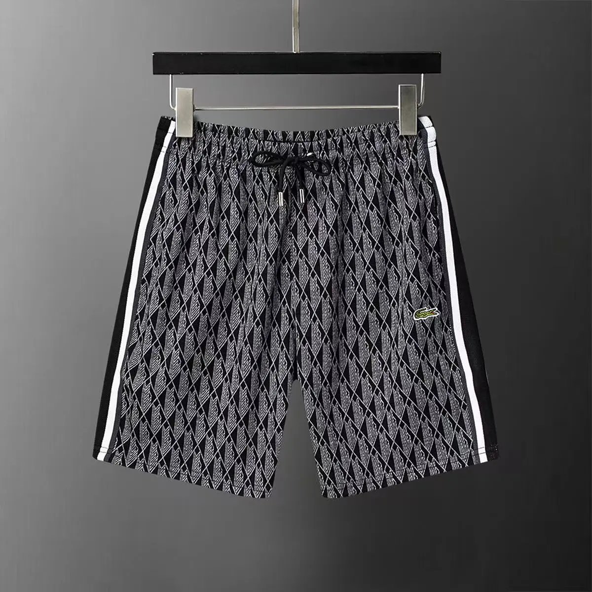 Lacoste Shorts Monogram Print Side-Stripe Drawstring — 4