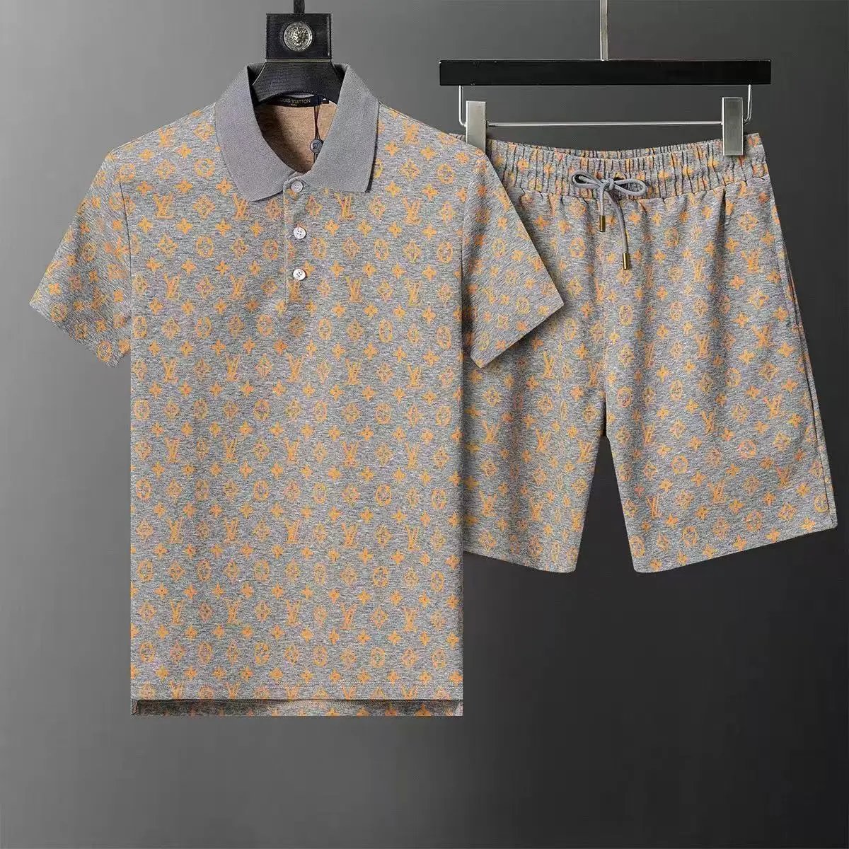 Louis Vuitton Monogram Checkered Polo and Shorts Set Brown - 6