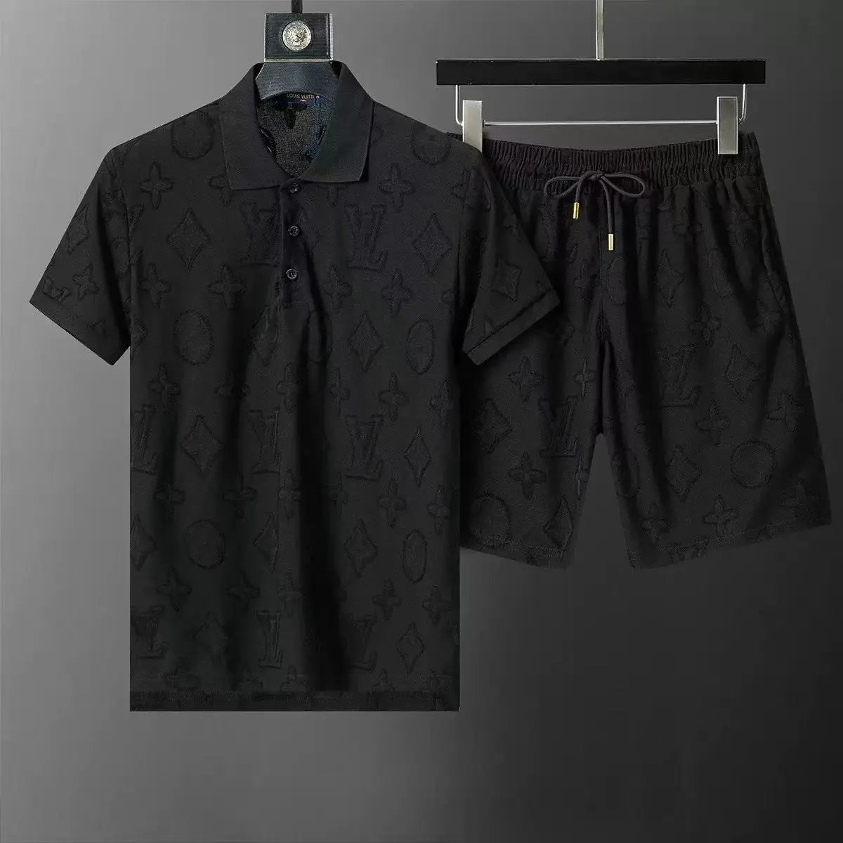Louis Vuitton Monogram Checkered Polo and Shorts Set Brown - 5