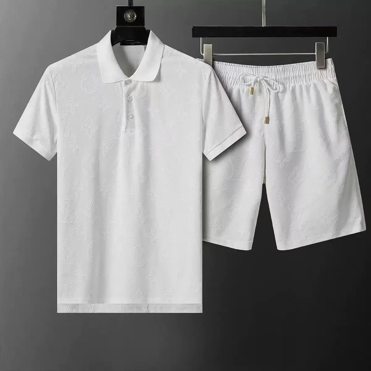 Louis Vuitton Monogram Checkered Polo and Shorts Set Brown - 4