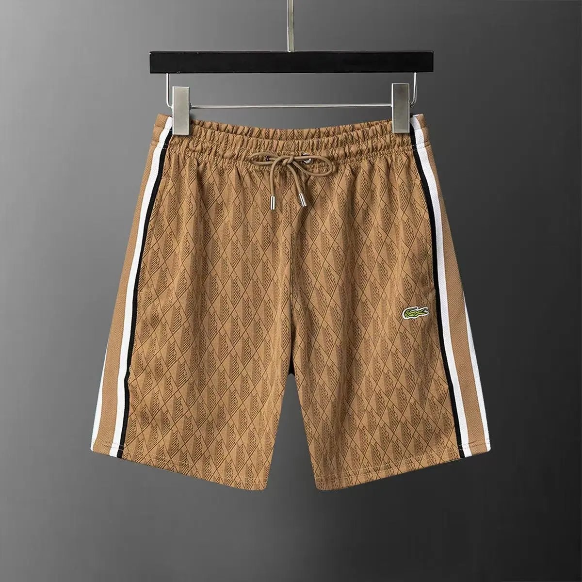Lacoste Shorts Monogram Print Side-Stripe Drawstring — 3