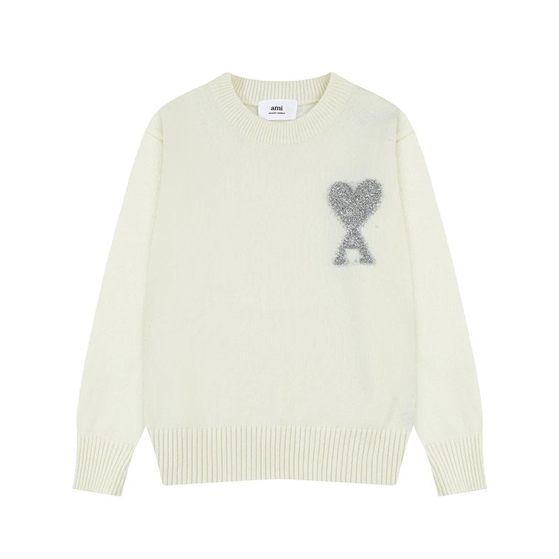 Off-White with Silver Heart