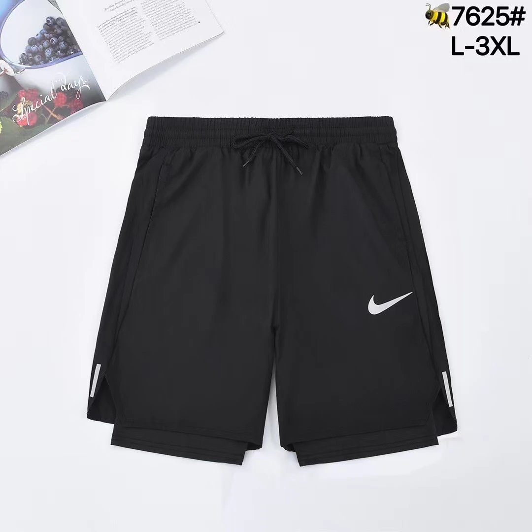 Nike Shorts Double-layer running with zip pockets and reflective graphic print — 10 Classic White Hooks Double Layer-Black
