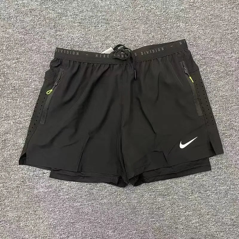 Nike Shorts Double-layer running with zip pockets and reflective graphic print — 13 Small White Hook Side Honeycomb Double-Layer-Black